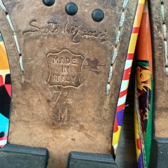 Sesto Meucci Italian Made Art Graphic Mule Sandals Size 7.5 M - Picture 12 of 16